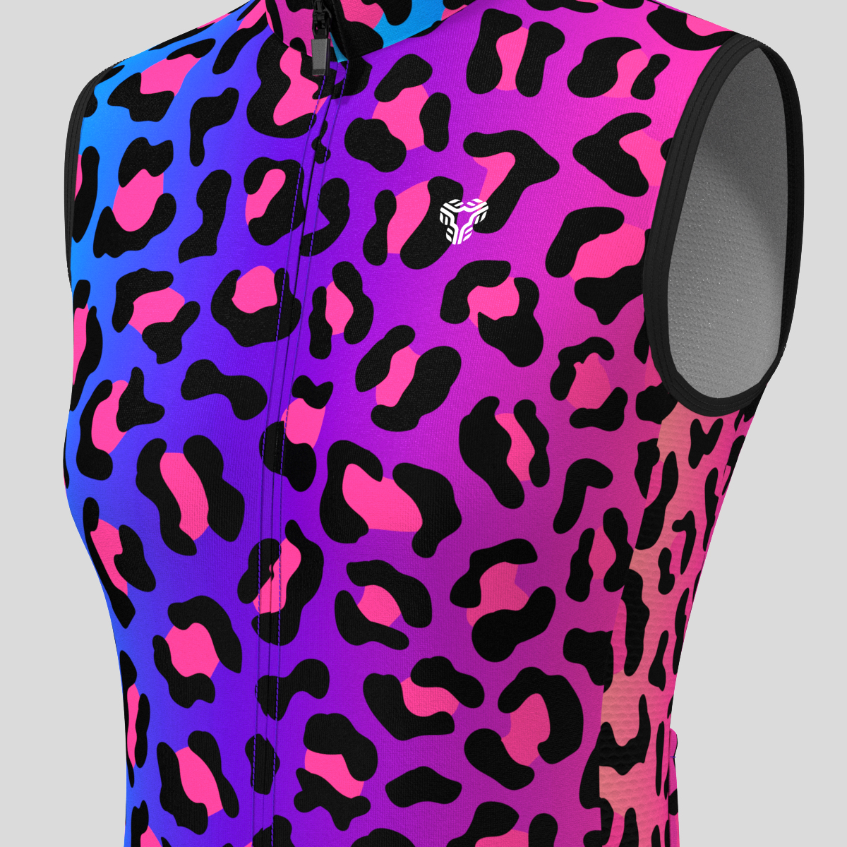 Women's Neon Rainbow Leopard Sleeveless Cycling Jersey