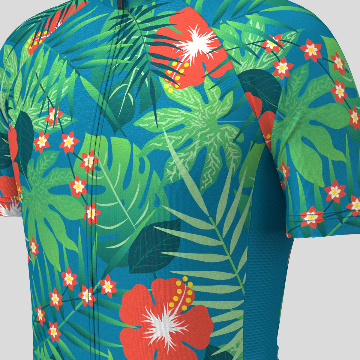 Hawaii Tropical Floral Men's Cycling Jersey-Blue