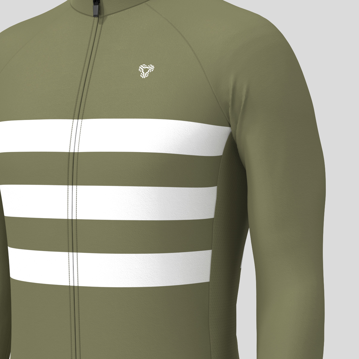 Men's Classic Stripes LS Cycling Jersey - Olive