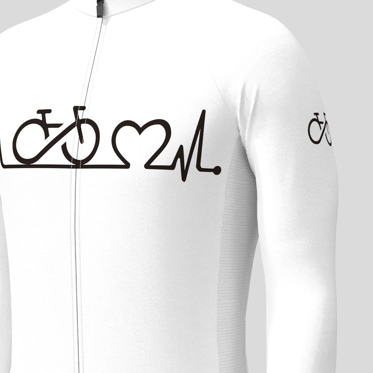 Bike Heartbeat Men's LS Cycling Jersey - White