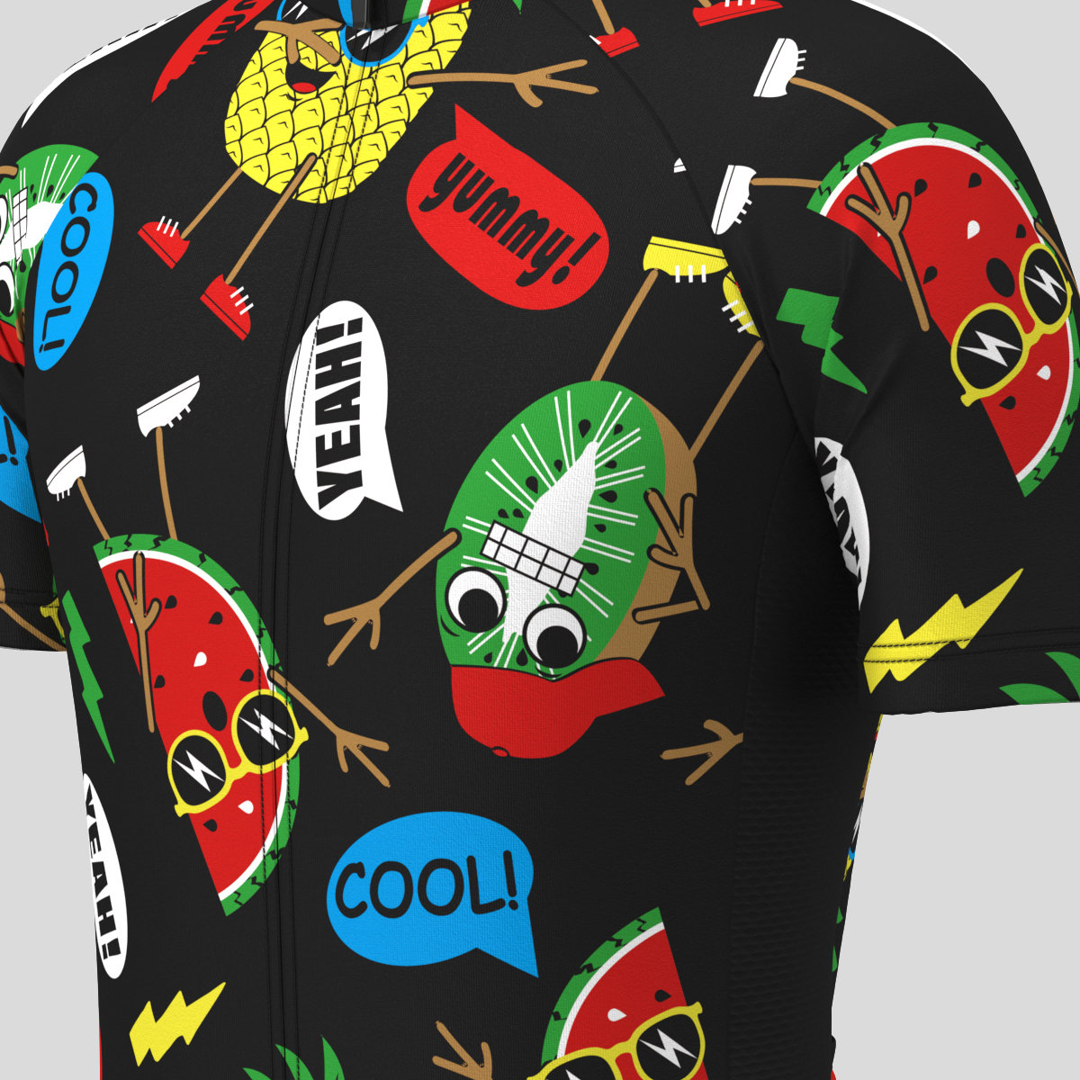 Cartoon Funny Fruits Dance Men's Cycling Jersey