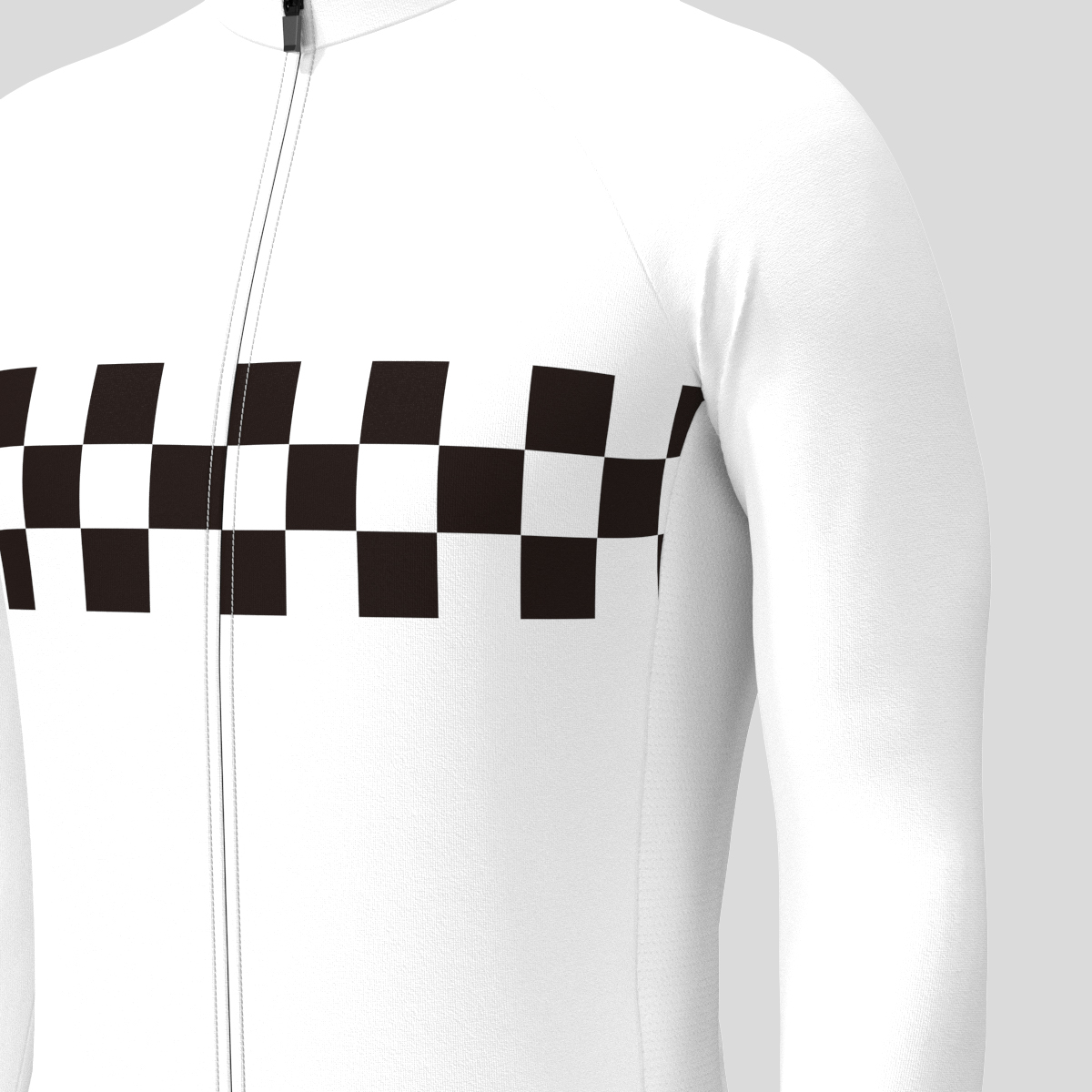 Men's Checkered Flag Retro LS Cycling Jersey - White