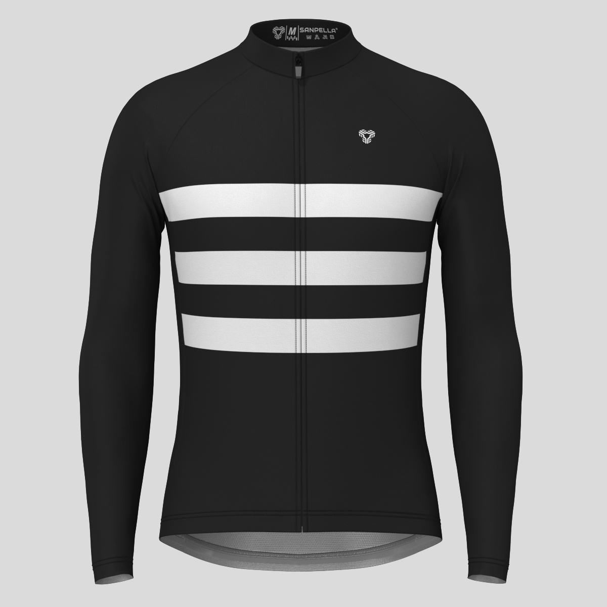 Men's Classic Stripes LS Cycling Jersey - Black/White