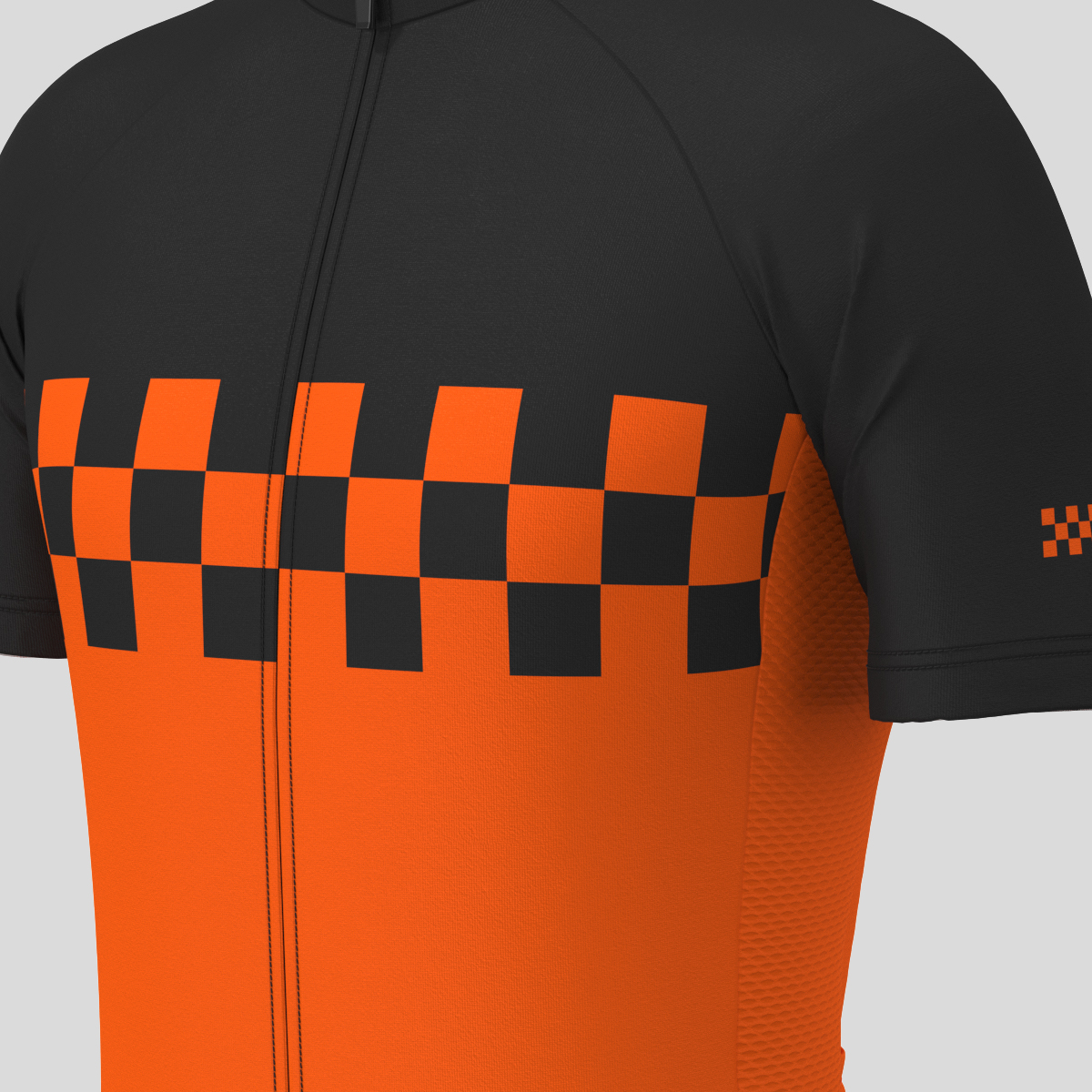 Men's Checkered Flag Cycling Jersey - Tangerine