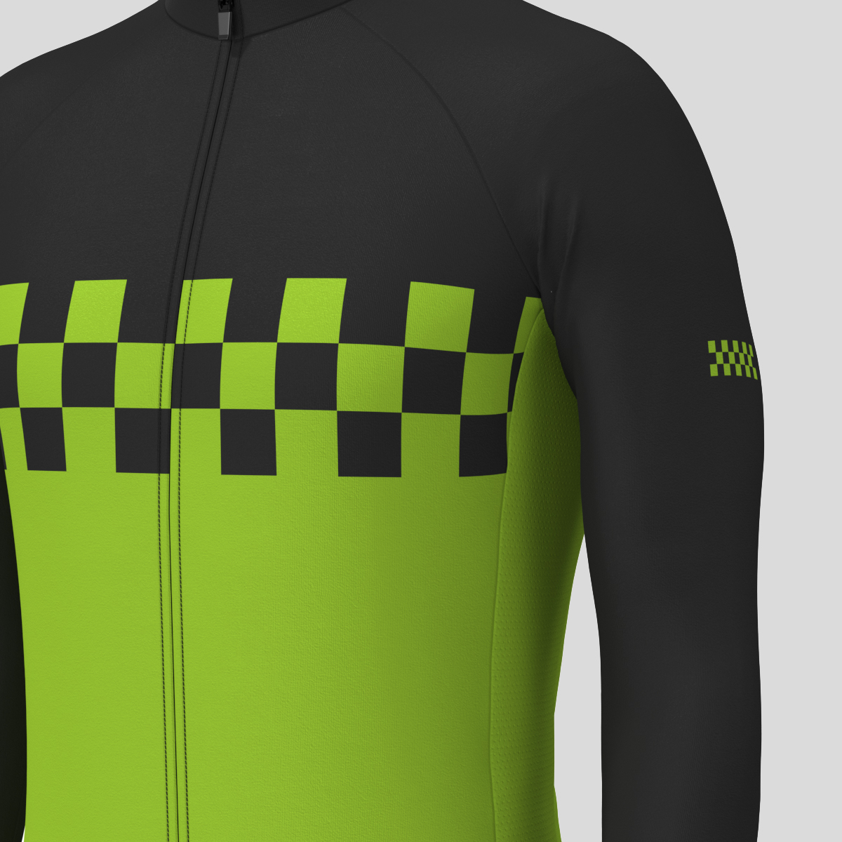 Men's Checkered Flag LS Cycling Jersey - Wasabi