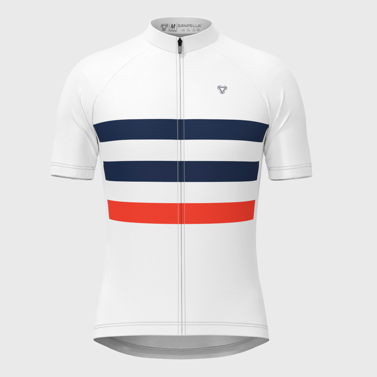 Men's Classic Stripes Cycling Jersey - White/Navy/Red