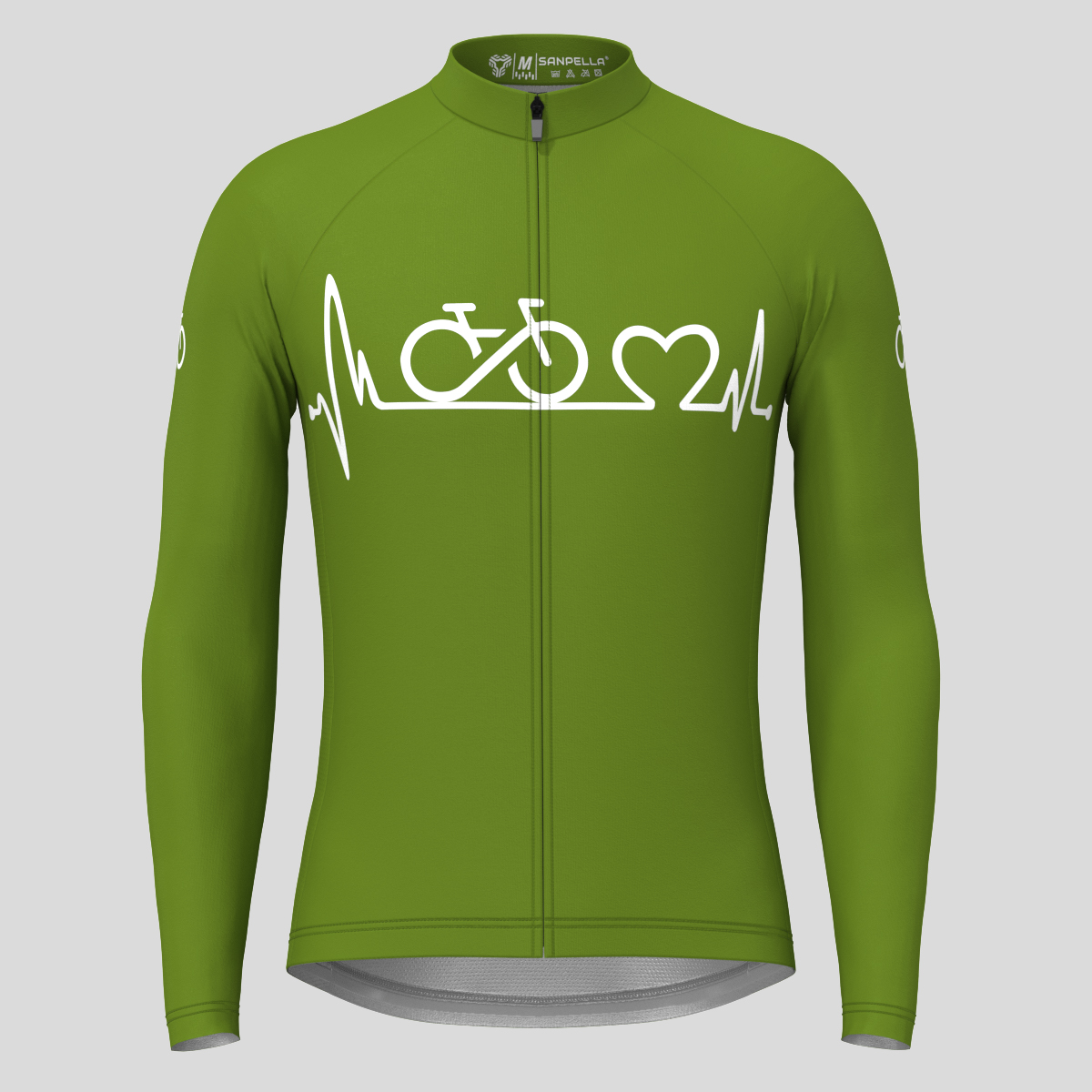 Bike Heartbeat Men's LS Cycling Jersey - Forest