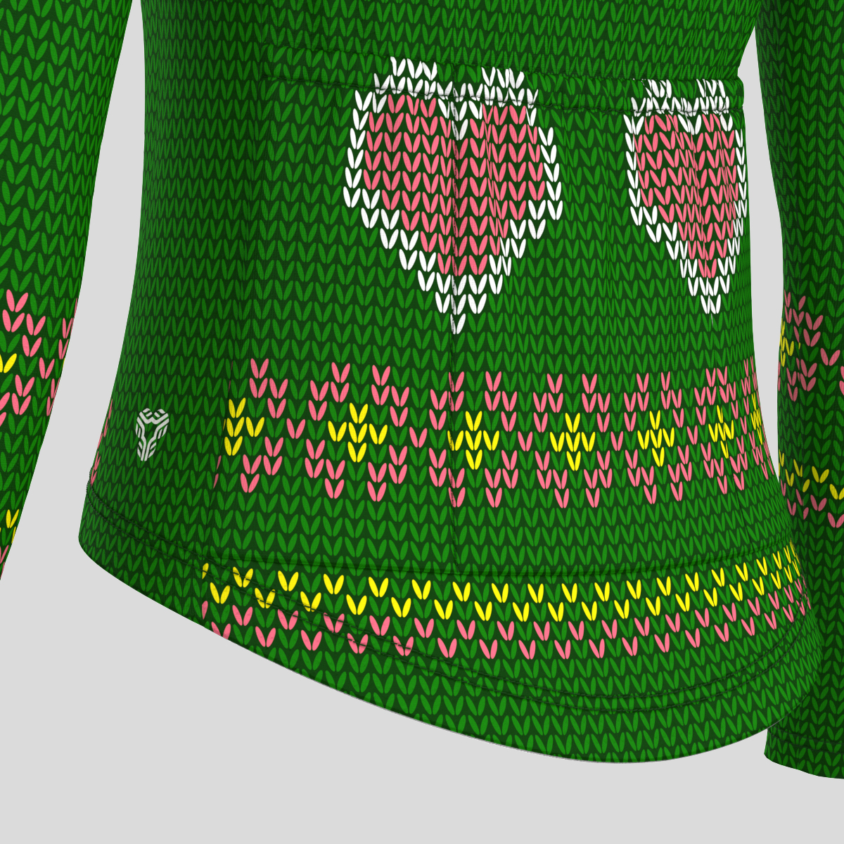 Christmas Sweater Snowflake Heart Women's LS Cycling Jersey