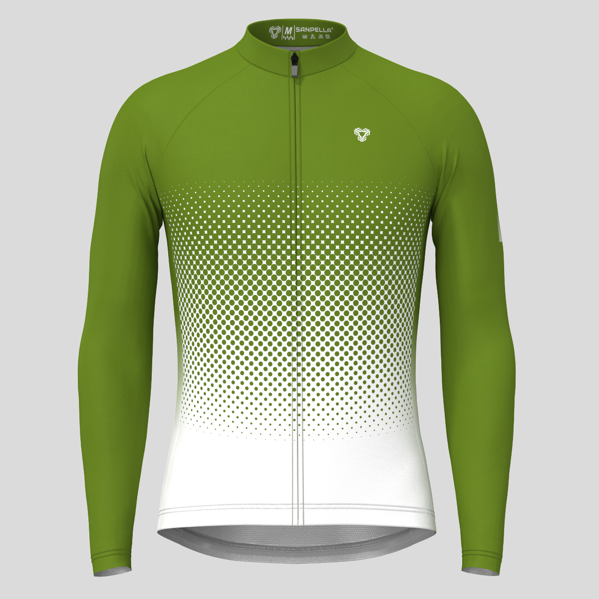 Polka Dot Gradient Men's LS Cycling Jersey - Forest