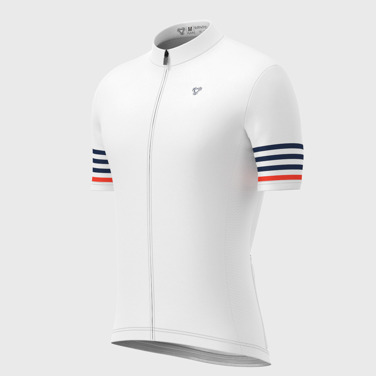 Minimal Stripes Men's Cycling Jersey - White/Navy/Red