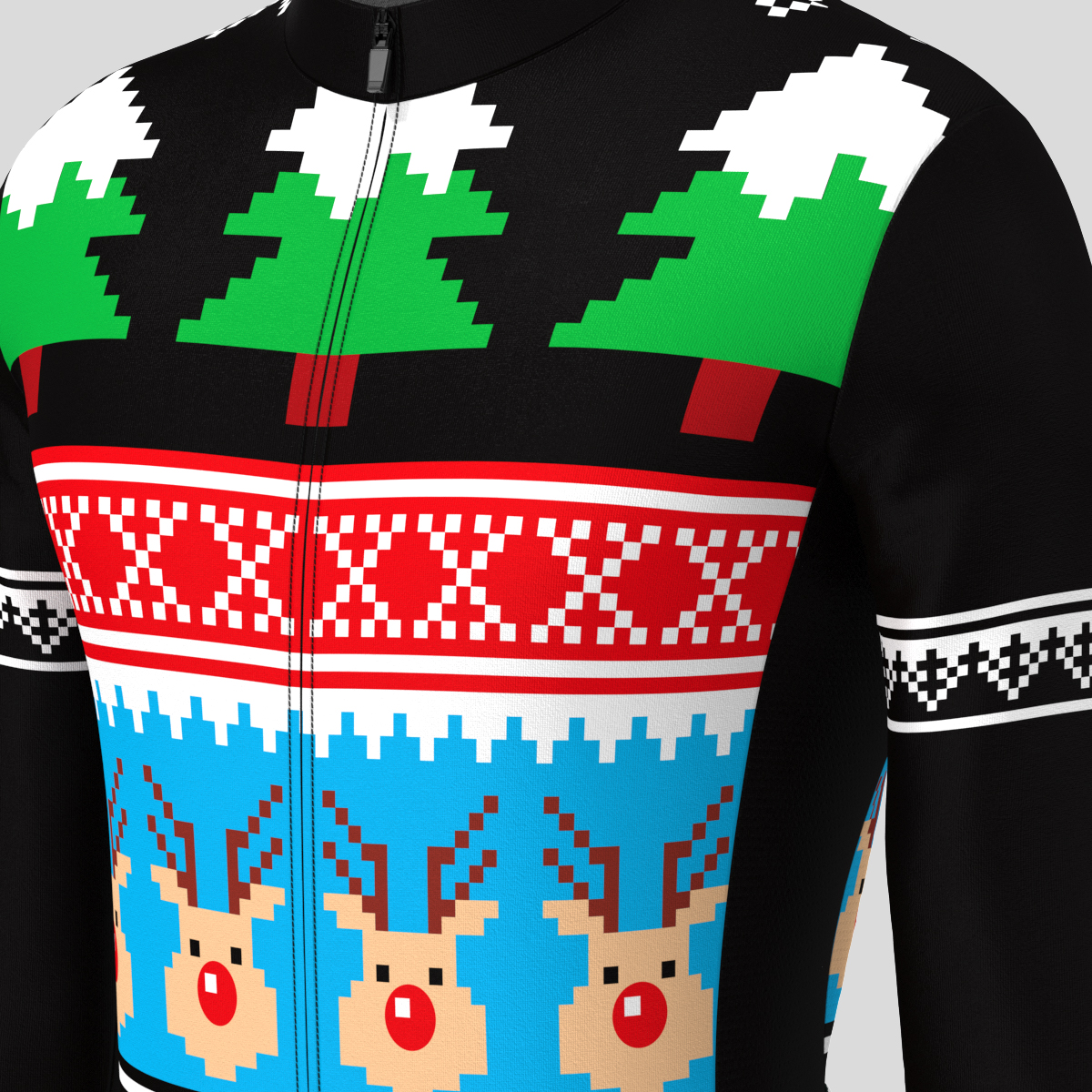 Ugly Sweater Beer Reindeer Men's LS Cycling Jersey