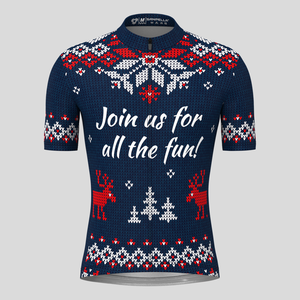 XMAS Ugly Sweater Themed Men's Cycling Jersey - Blue