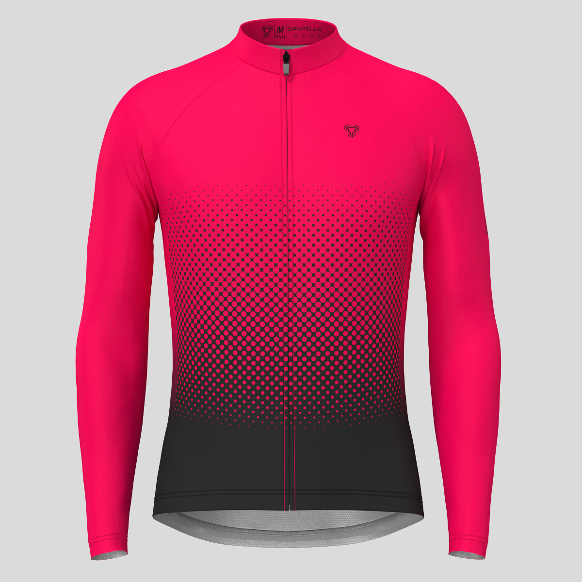 Polka Dot Gradient Men's LS Cycling Jersey - Jester Red