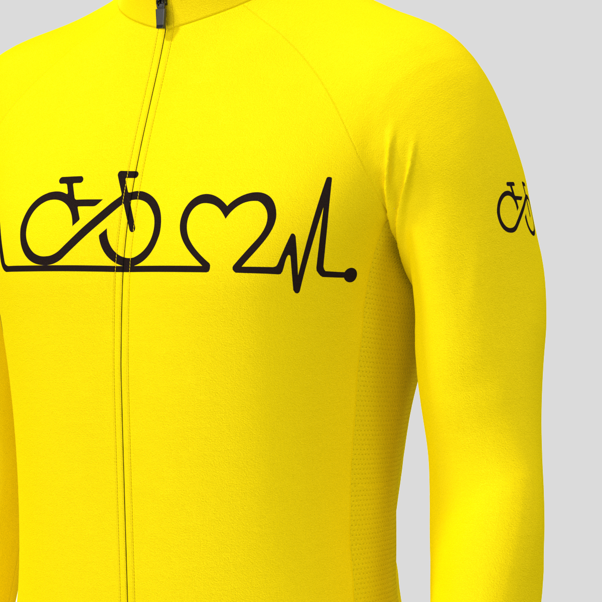 Bike Heartbeat Men's LS Cycling Jersey - Maize