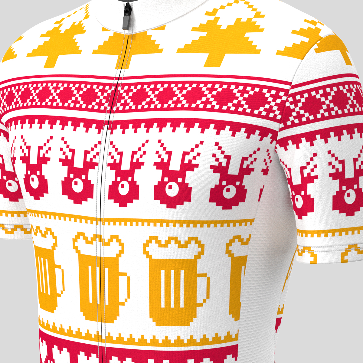 Christmas Sweater Beer Reindeer Men's Cycling Jersey