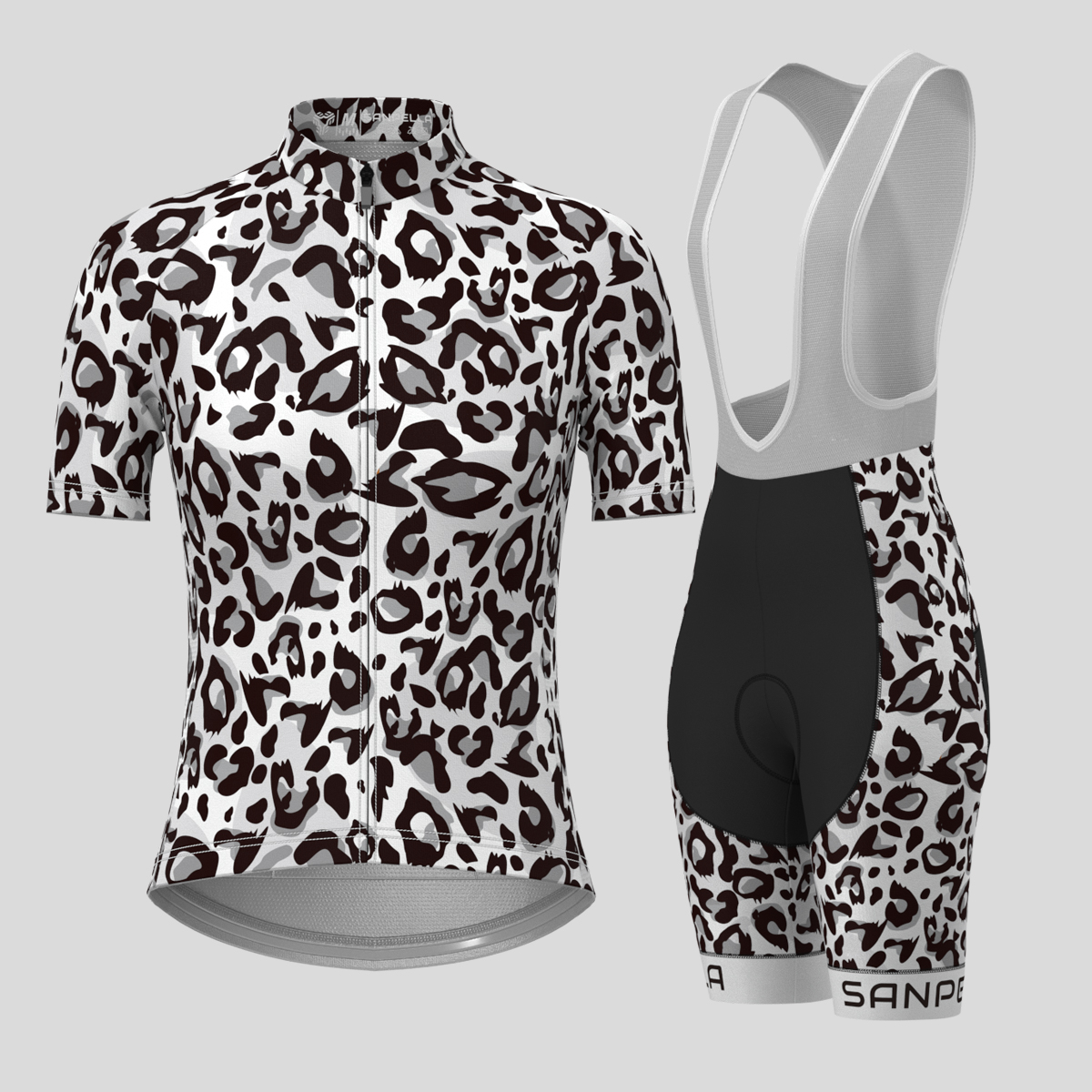 Leopard Print Women's Cycling Kit - Black/White