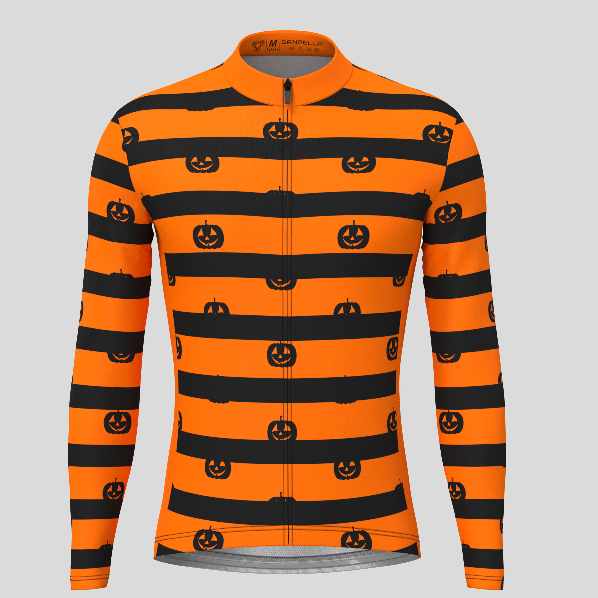 Halloween Pumpkin Stripes LS Cycling Jersey