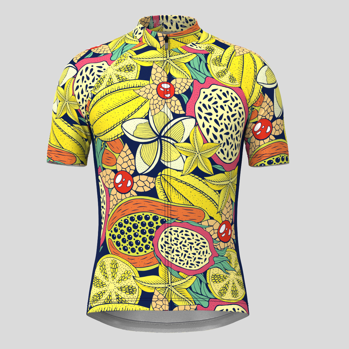 Men's Tropical Fruits Doodle Graphic Cycling Jersey