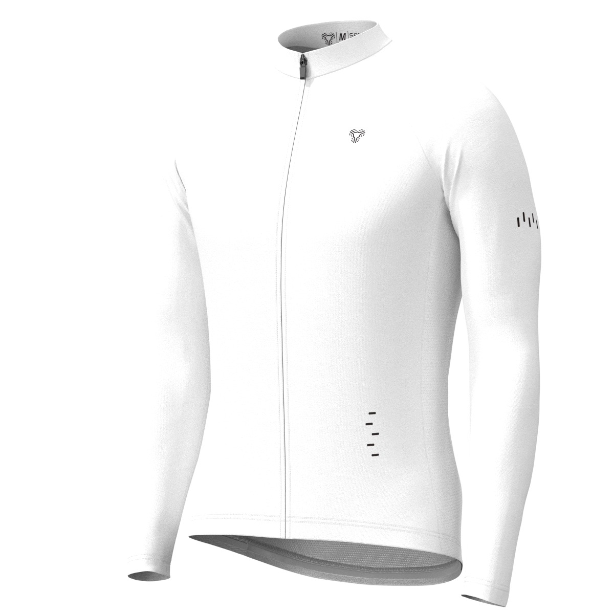 Men's Minimal Solid LS Cycling Jersey White Sanpella.cc