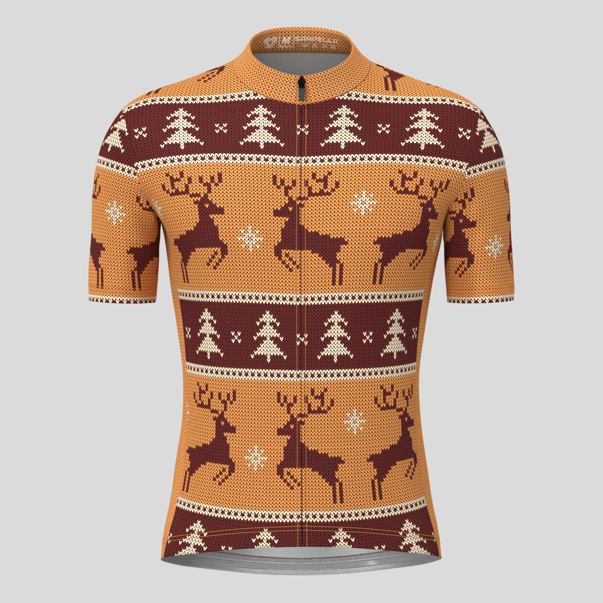 XMAS Ugly Sweater Themed Men's Cycling Jersey - Brown
