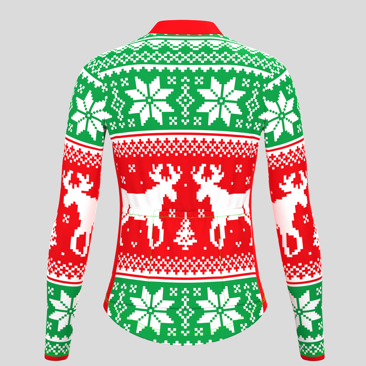 Ugly Christmas Sweater Reindeer Snowflakes Women's LS Cycling Jersey