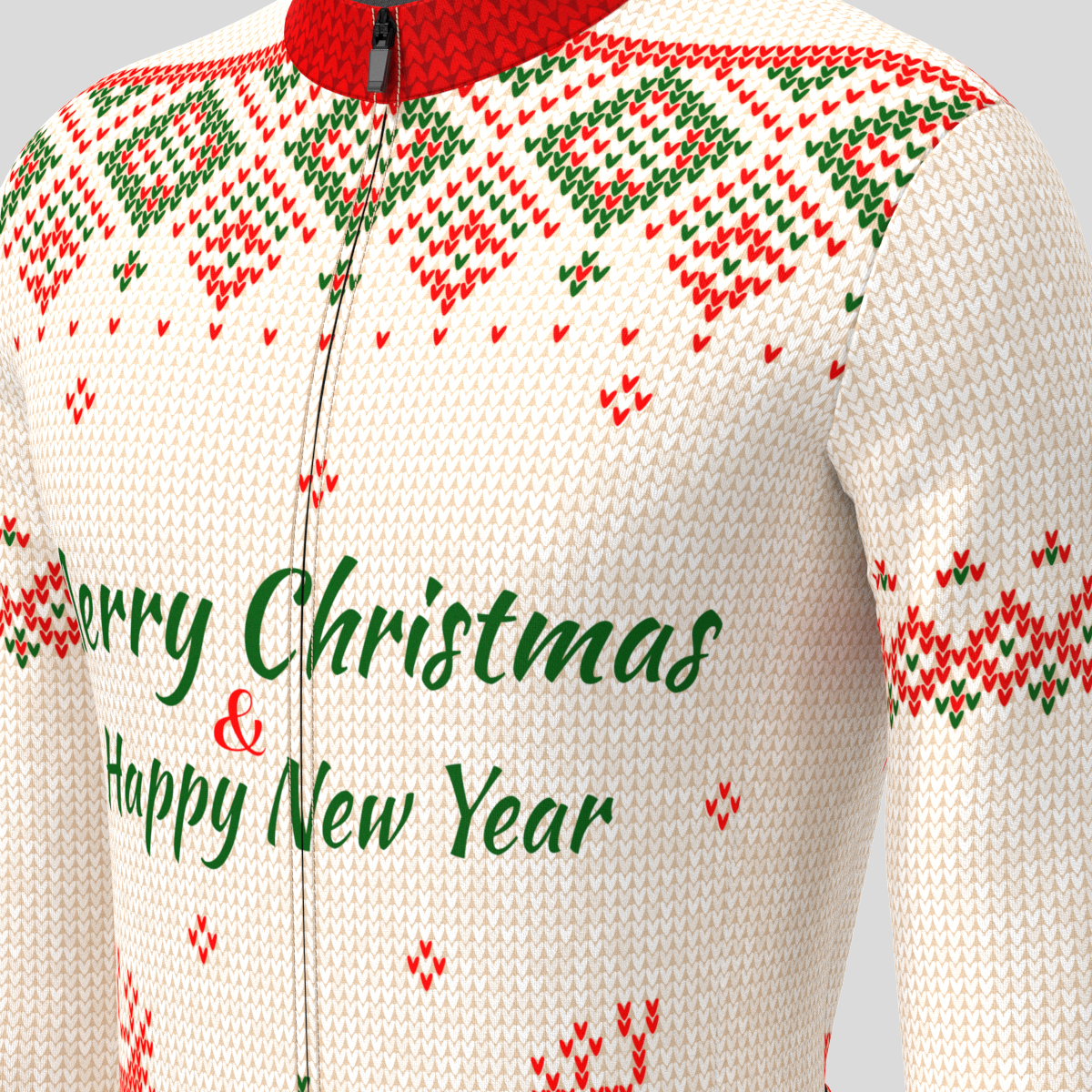 Ugly Sweater Merry Christmas Men's LS Cycling Jersey - Beige
