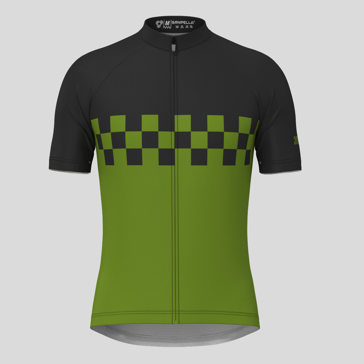 Men's Checkered Flag Cycling Jersey - Forest