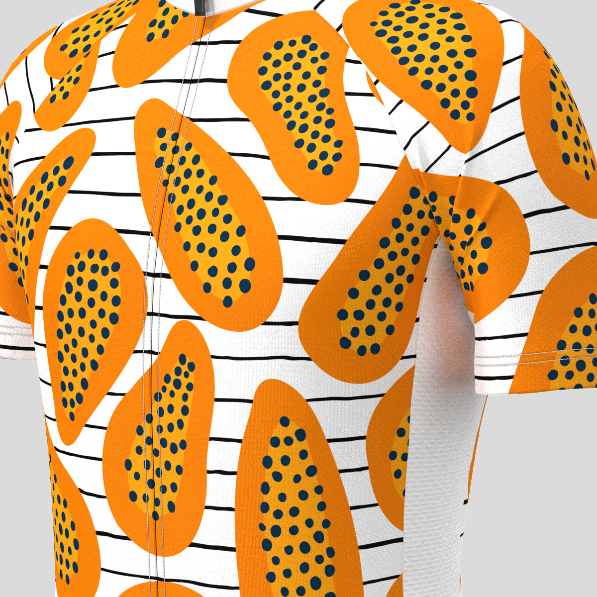 Papaya Stripes Print Men's Cycling Jersey