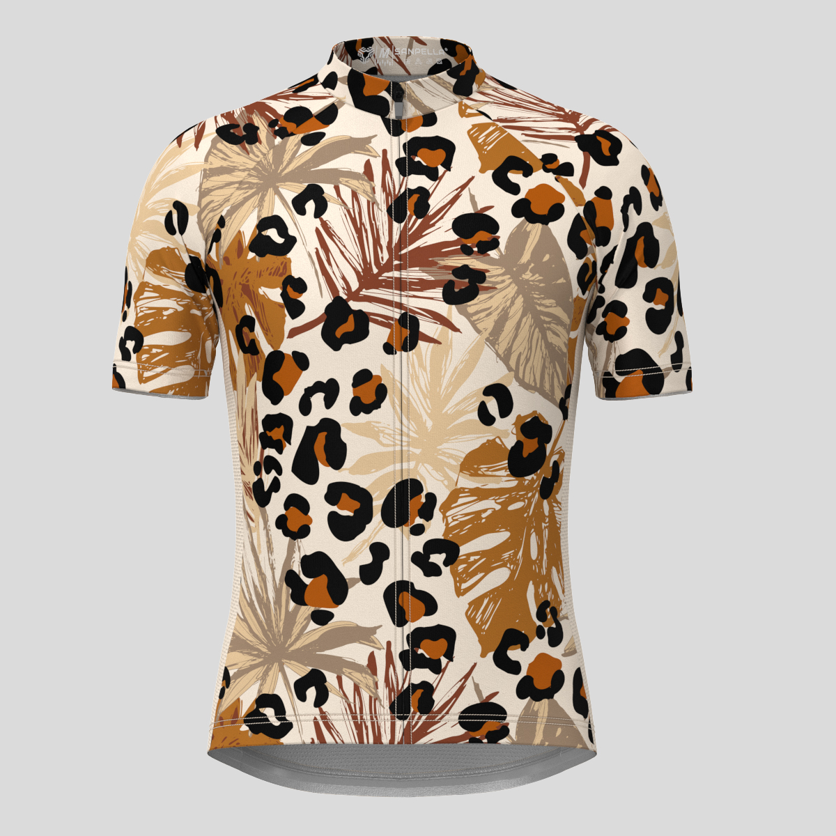 Abstract Tropical Leaves Leopard Spots Men's Cycling Jersey