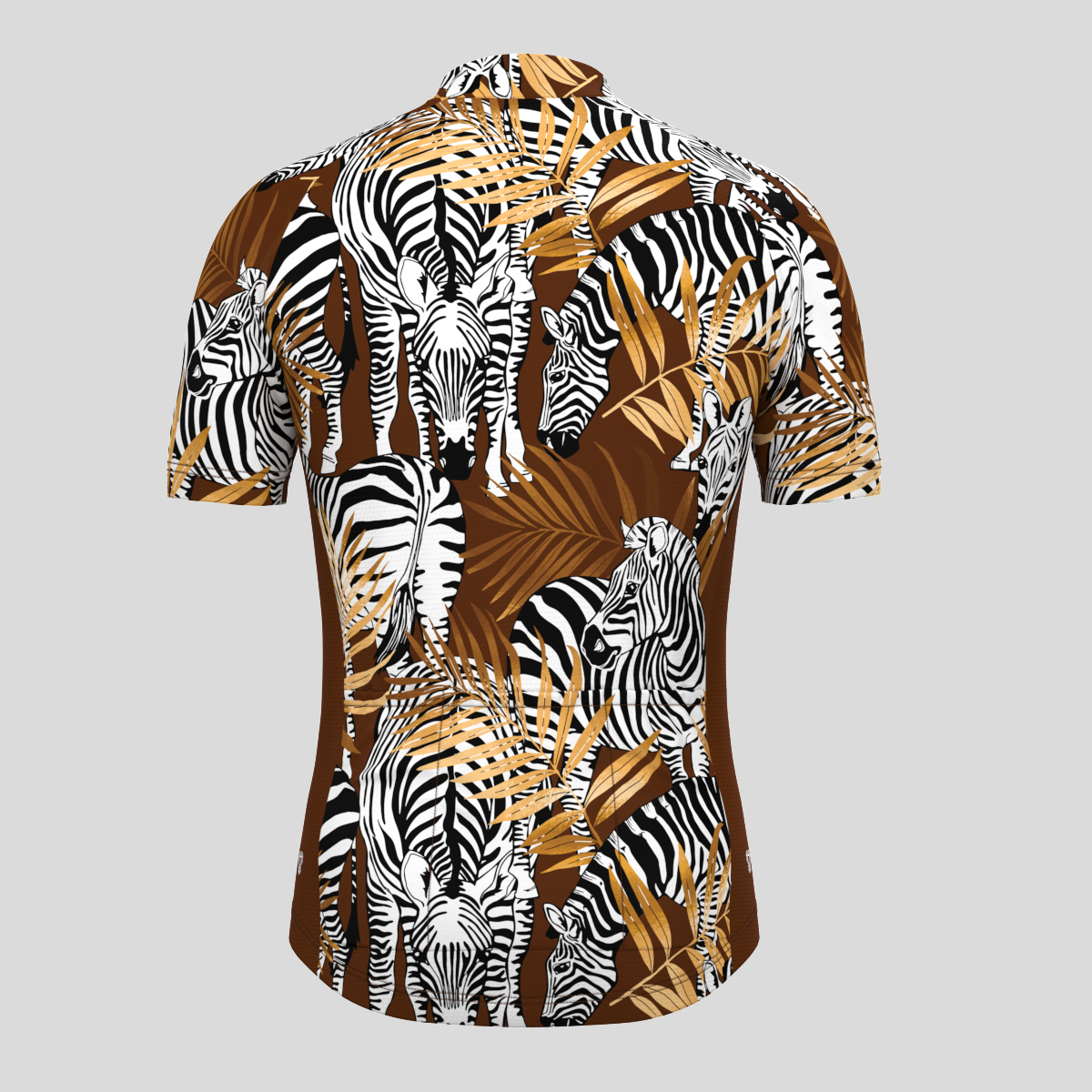 Zebras Gold Exotic Palm Leaves Men's Cycling Jersey