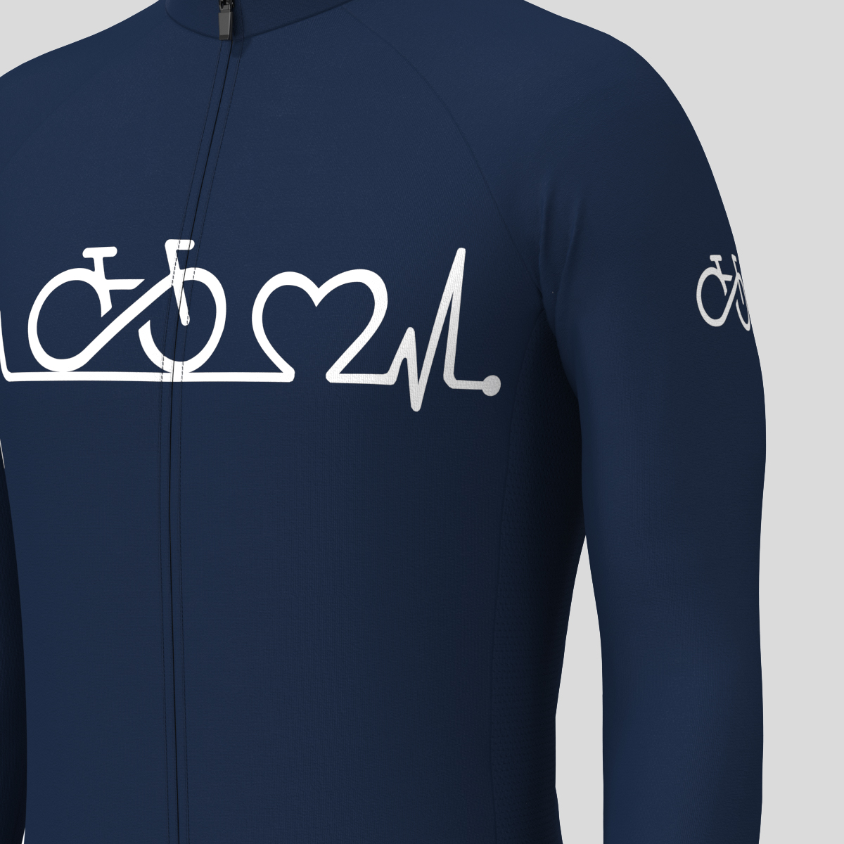 Bike Heartbeat Men's LS Cycling Jersey - Navy 