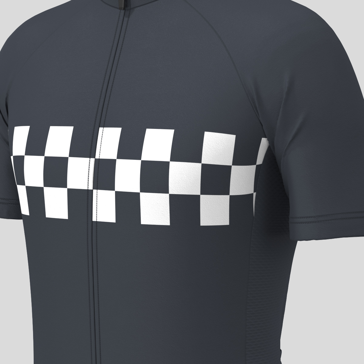 Men's Checkered Flag Retro Cycling Jersey - Graphite