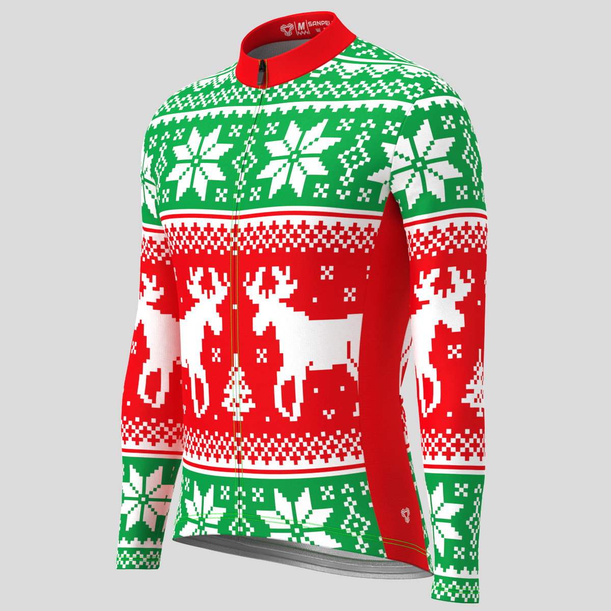 Ugly Christmas Sweater Reindeer Snowflakes Men's LS Cycling Jersey