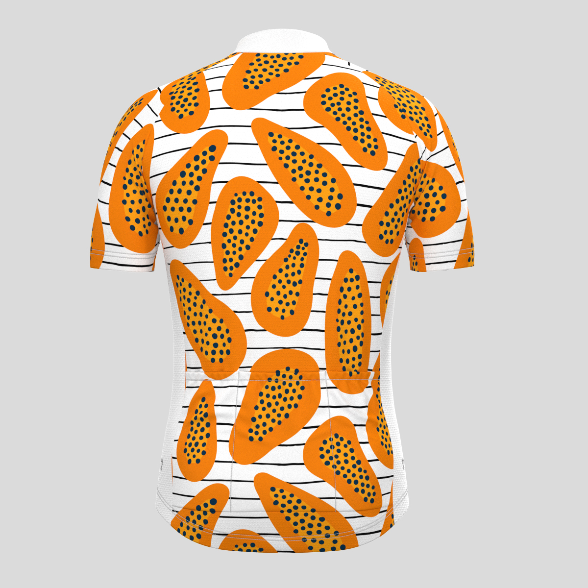 Papaya Stripes Print Men's Cycling Jersey