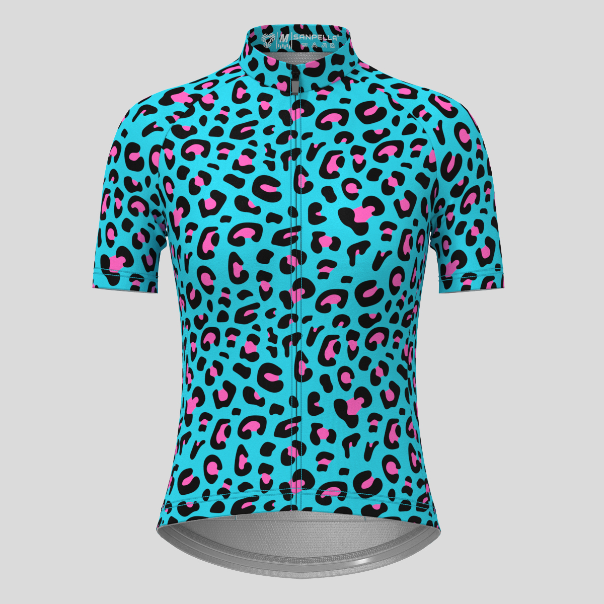 Leopard Print Women's Cycling Jersey - Blue