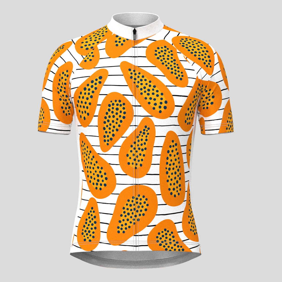 Papaya Stripes Print Men's Cycling Jersey