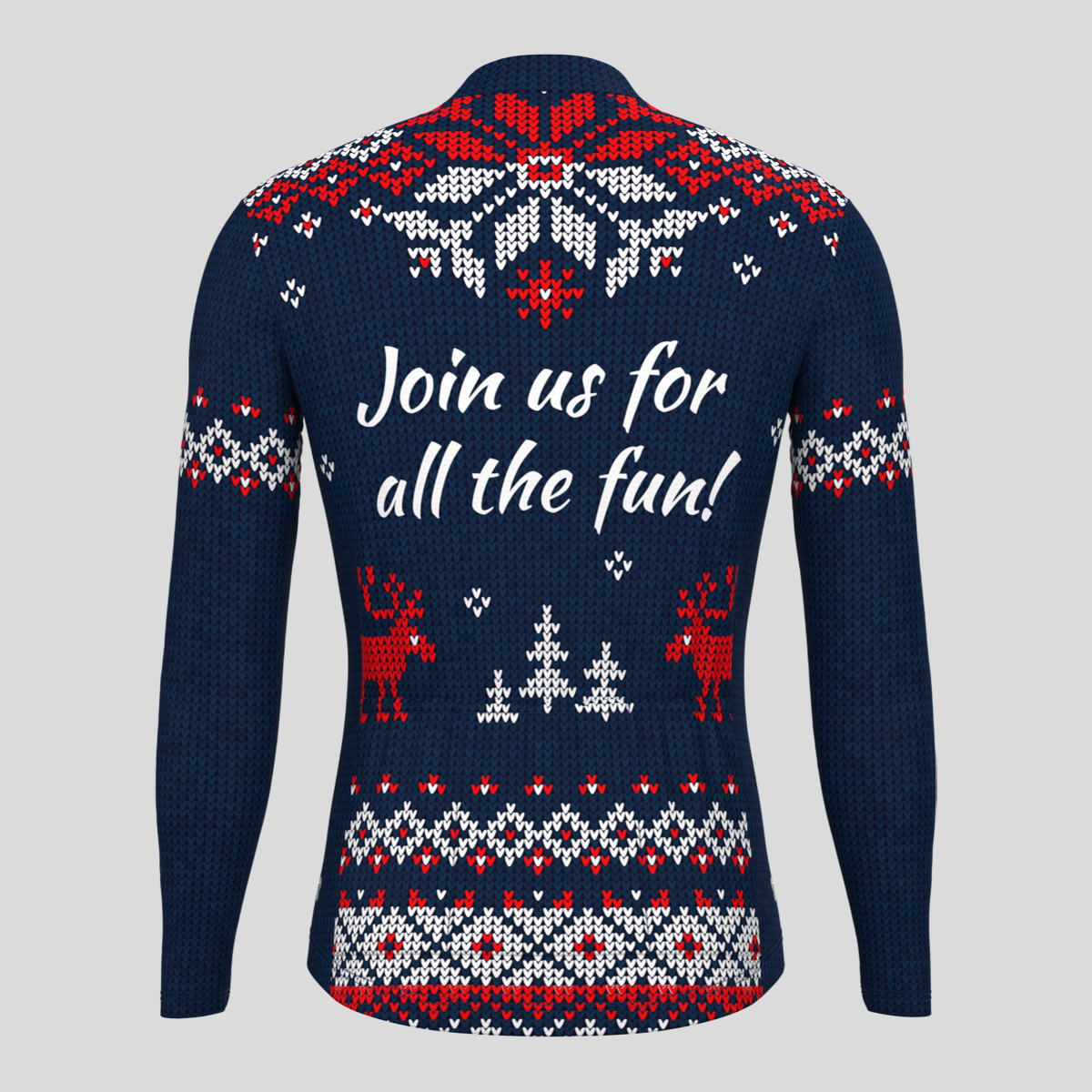 XMAS Ugly Sweater Themed Men's LS Cycling Jersey - Blue