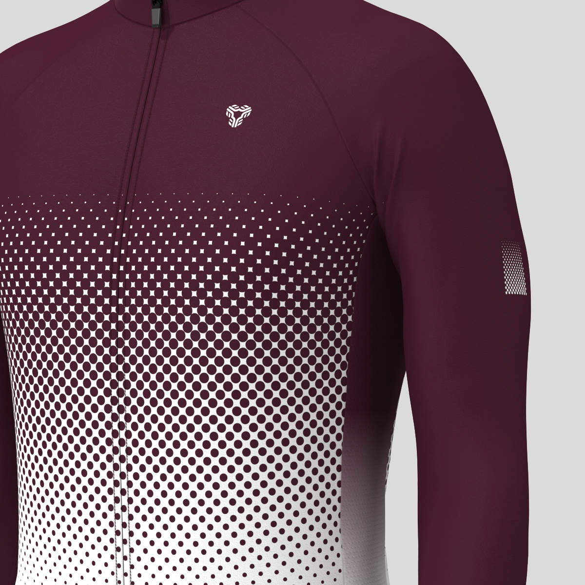 Polka Dot Gradient Men's LS Cycling Jersey - Burgundy
