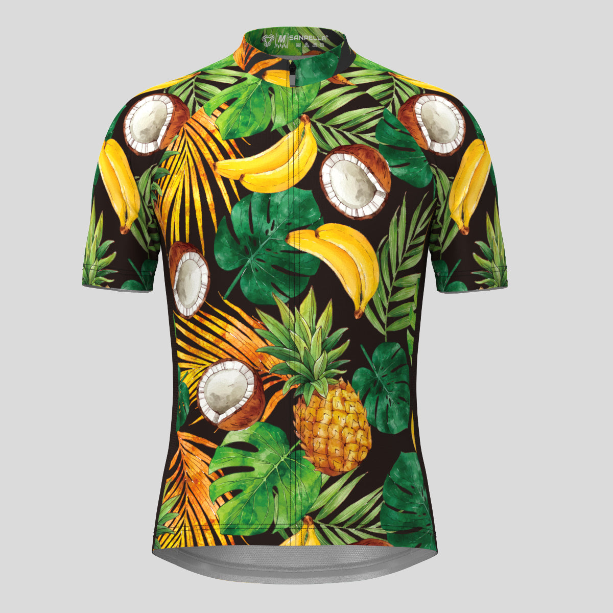 Hawaii Tropical Floral Men's Cycling Jersey-Black