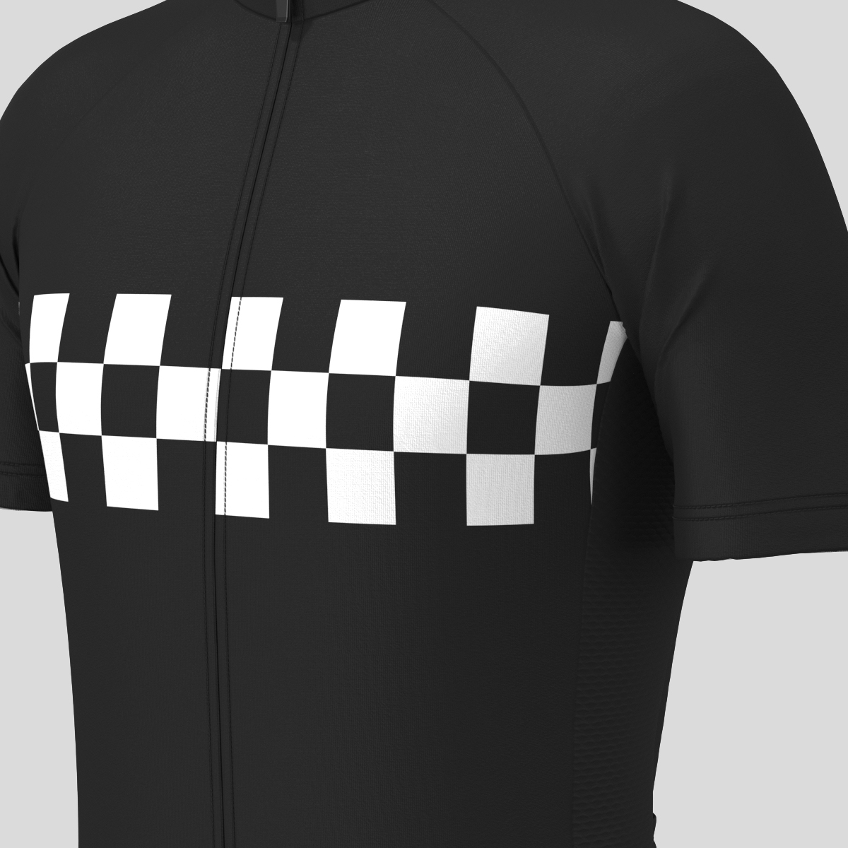 Men's Checkered Flag Retro Cycling Jersey - Black