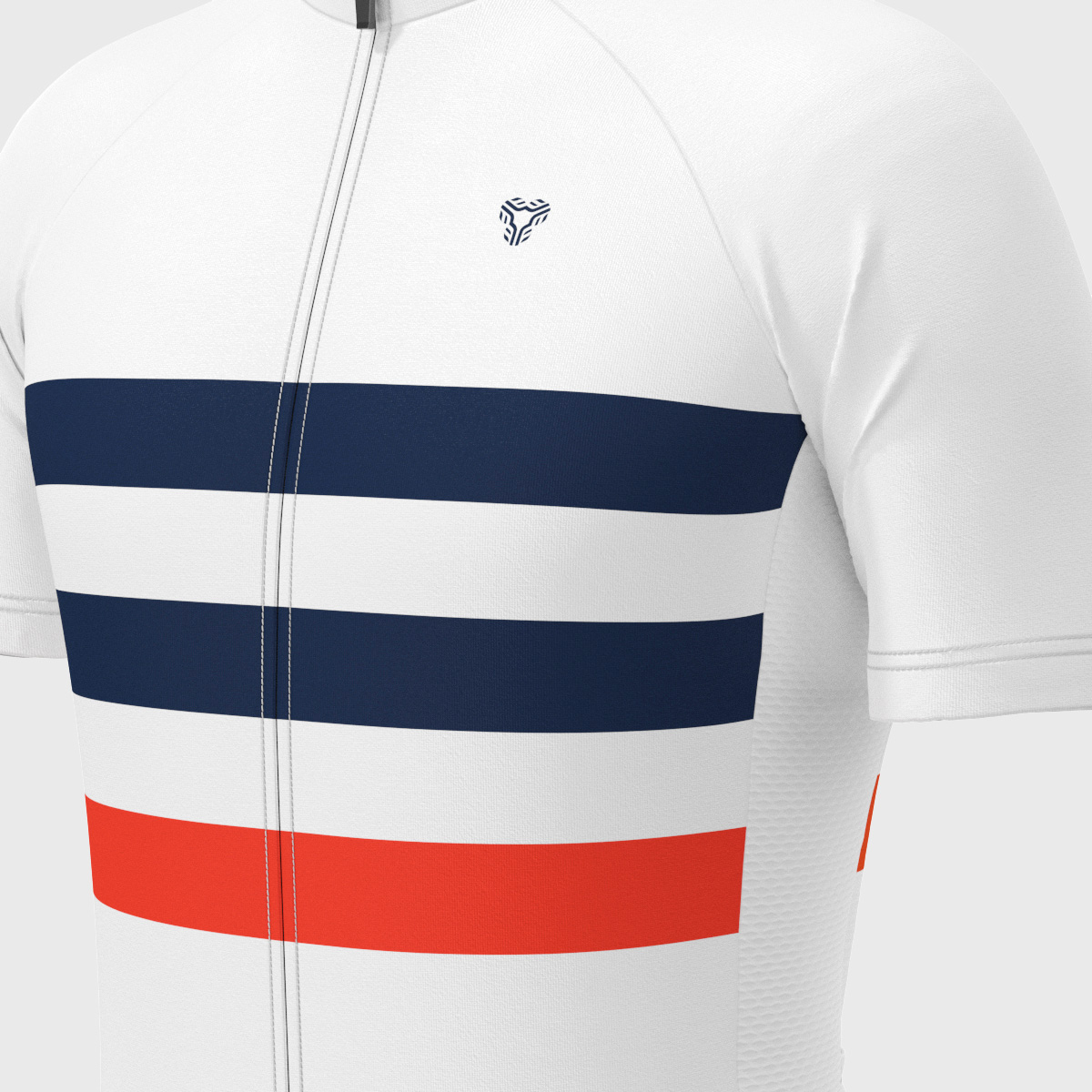 Men's Classic Stripes Cycling Jersey - White/Navy/Red