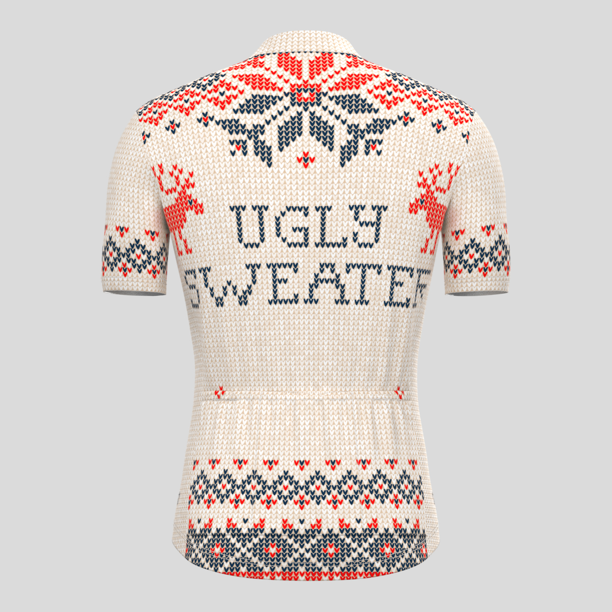 XMAS Ugly Sweater Themed Men's Cycling Jersey - Beige