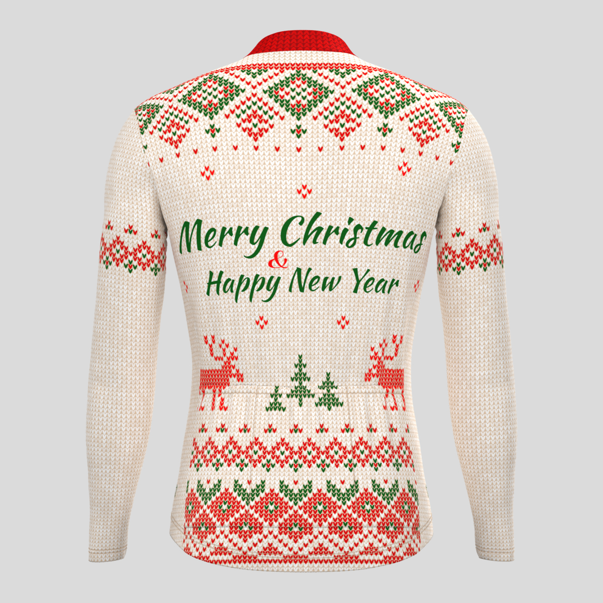 Ugly Sweater Merry Christmas Men's LS Cycling Jersey - Beige