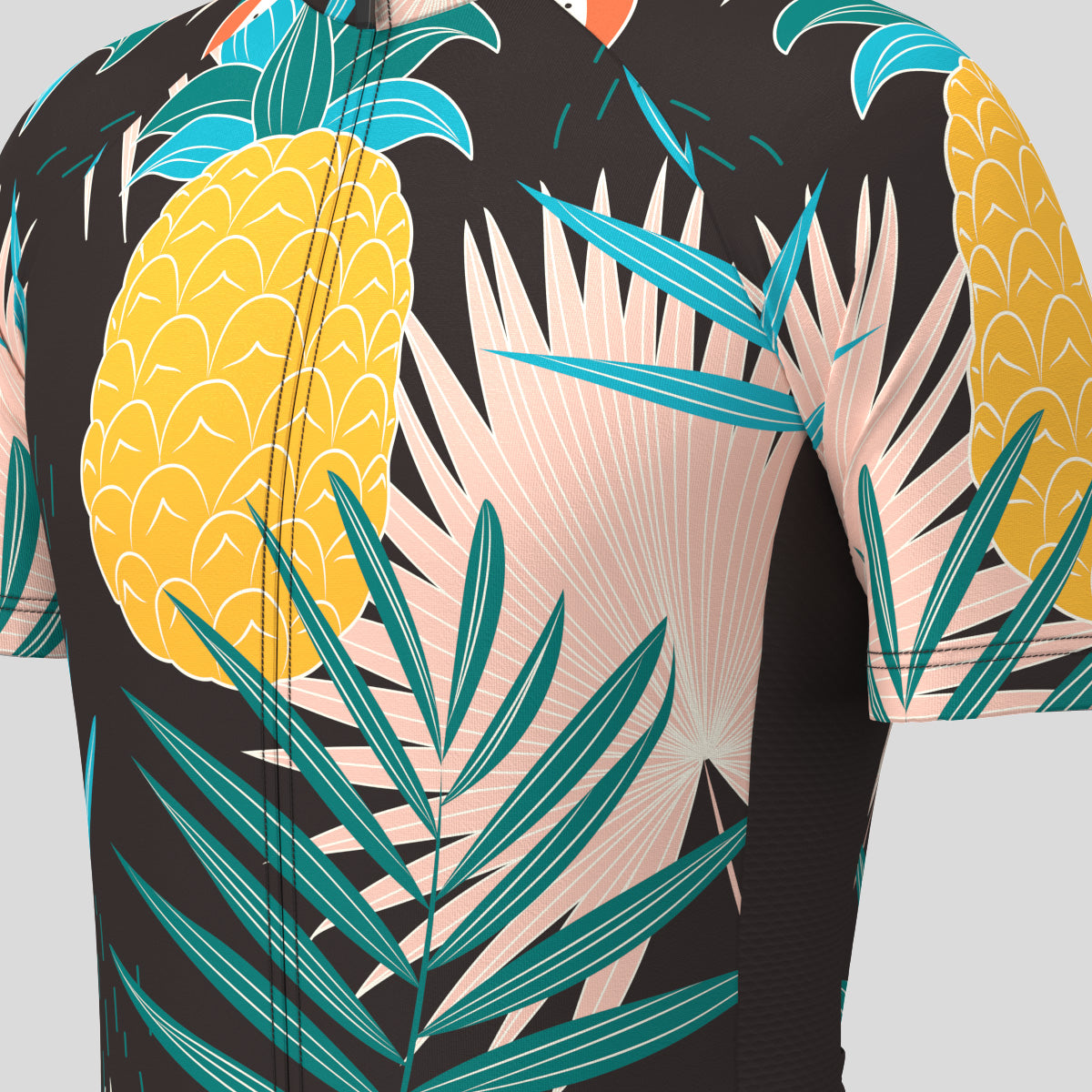 Pitaya Pineapple Print Men's Cycling Jersey - Black