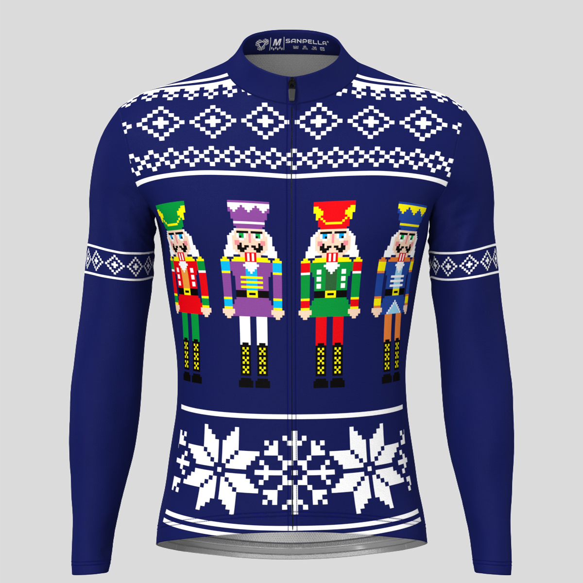 Christmas Sweater Nutcrackers Men's LS Cycling Jersey