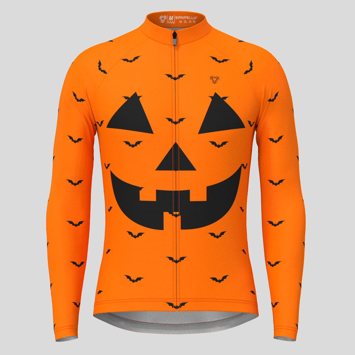 Men's Halloween Bat Pumpkin LS Cycling Jersey