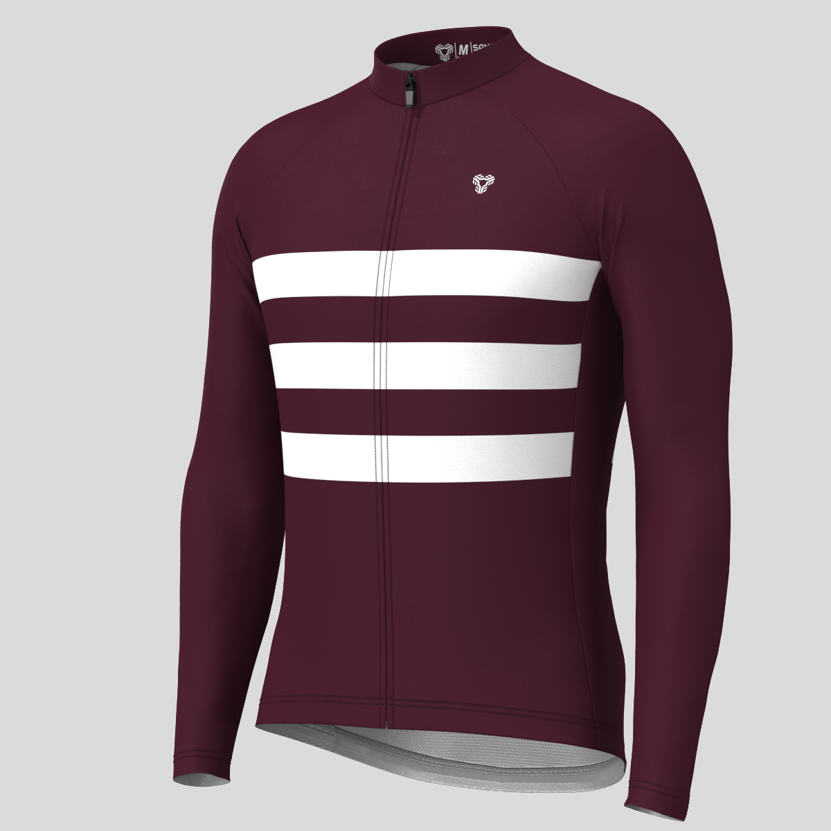Men's Classic Stripes LS Cycling Jersey - Burgundy