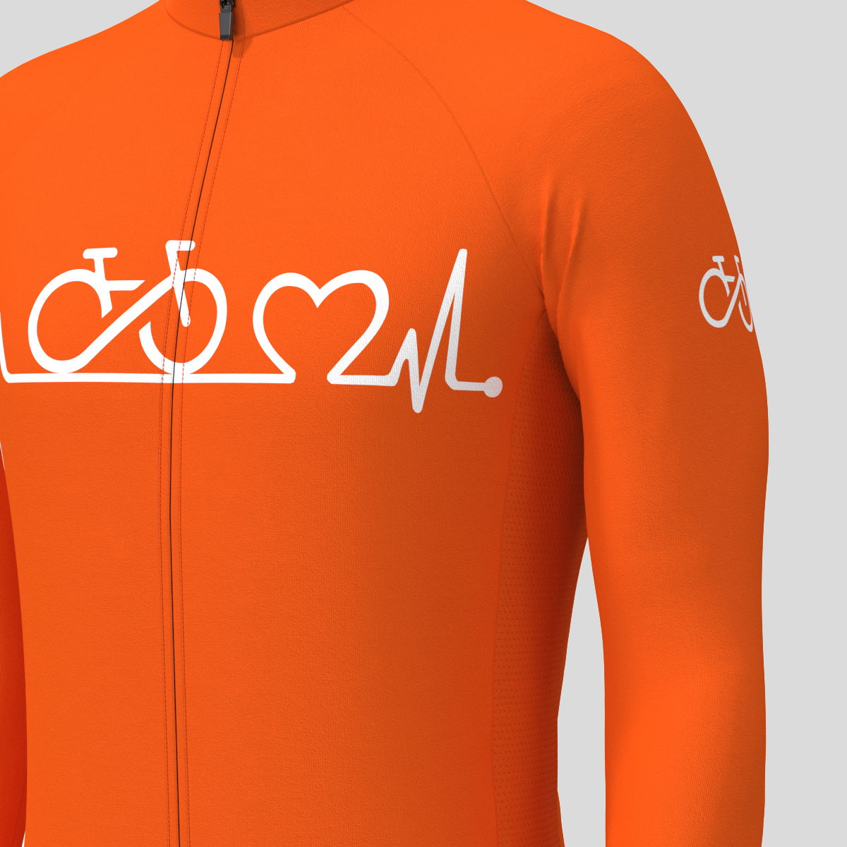 Bike Heartbeat Men's LS Cycling Jersey - Tangerine
