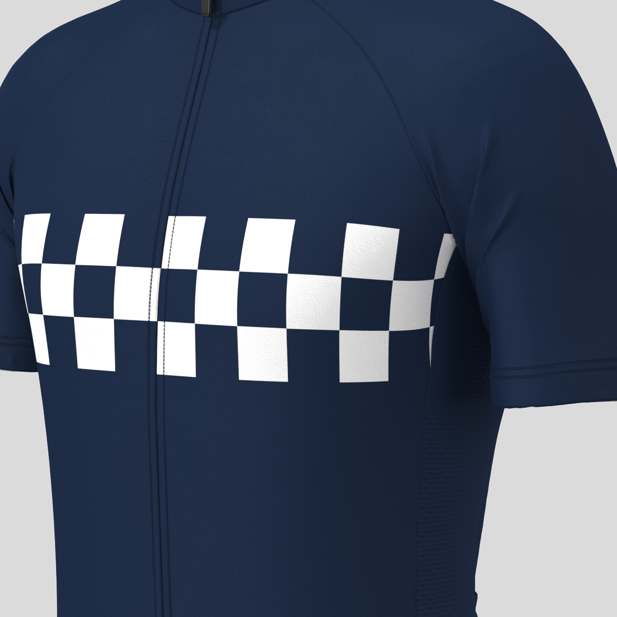 Men's Checkered Flag Retro Cycling Jersey - Navy