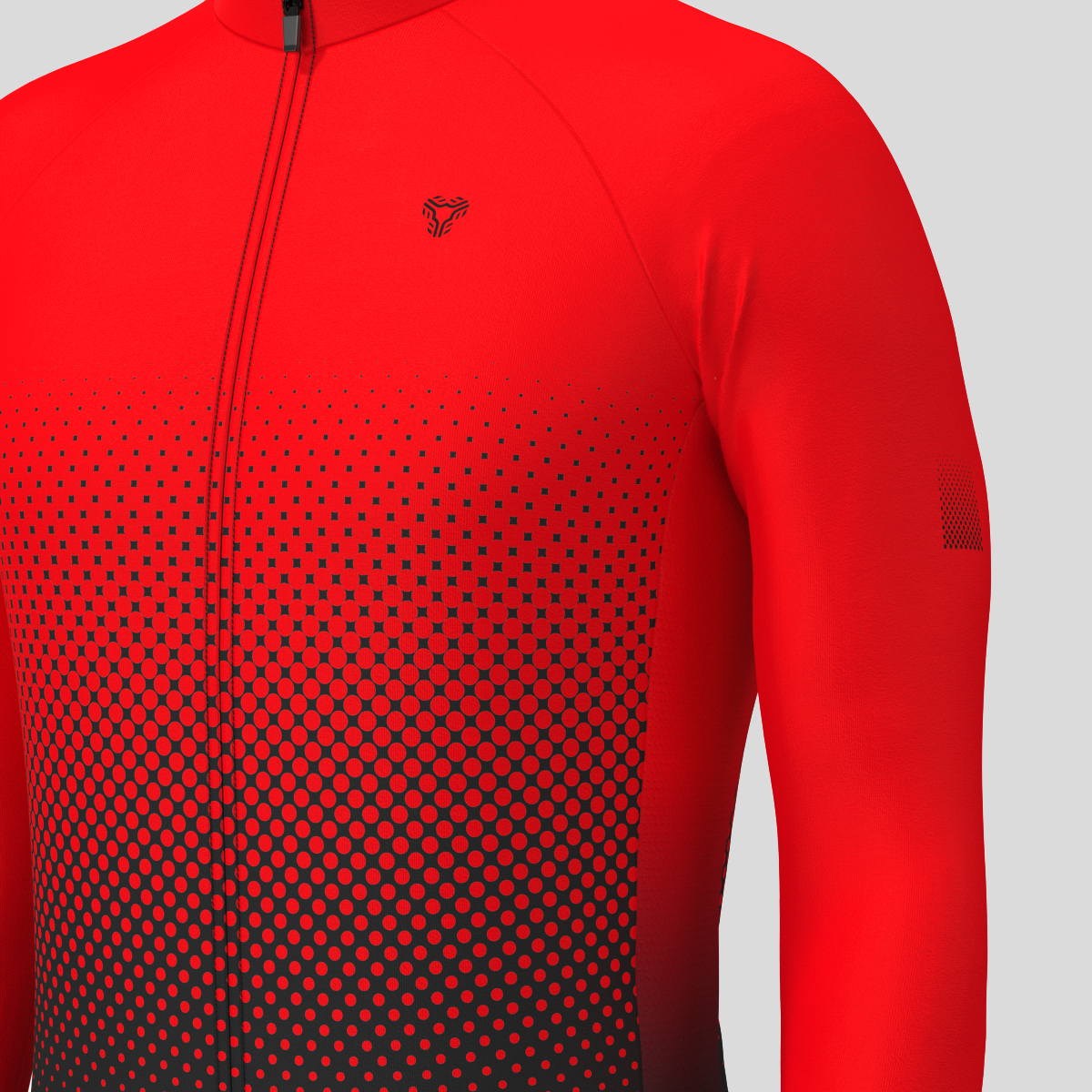 Polka Dot Gradient Men's LS Cycling Jersey - Red